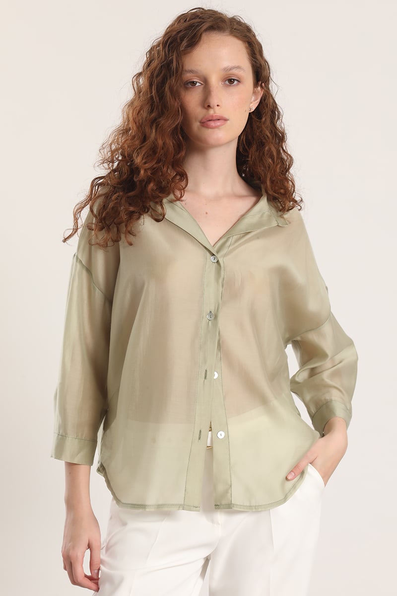 BLUSA SEMITRANSPARENTE LIOLA MUJER VERDE - 3
