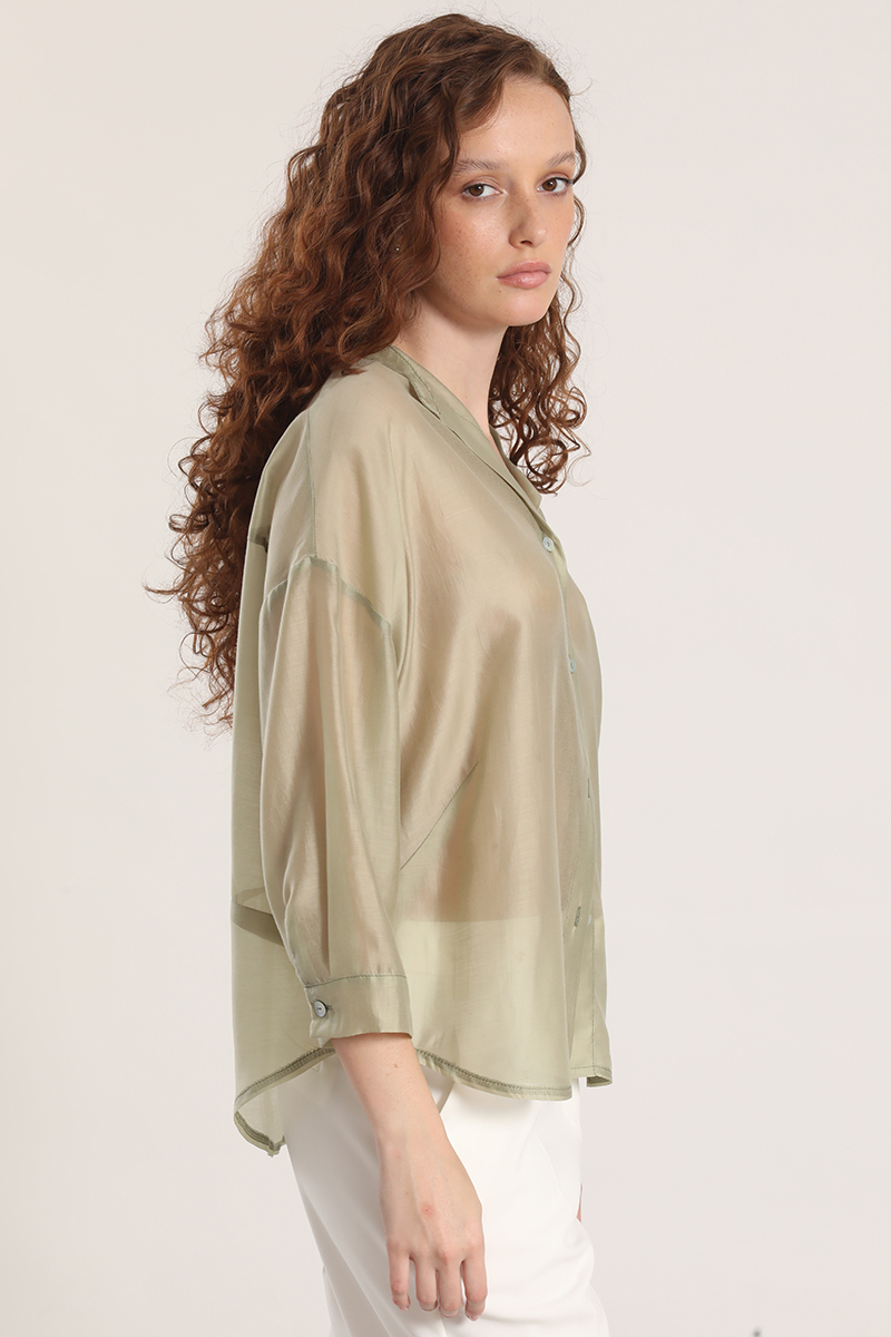 BLUSA SEMITRANSPARENTE LIOLA MUJER VERDE - 5