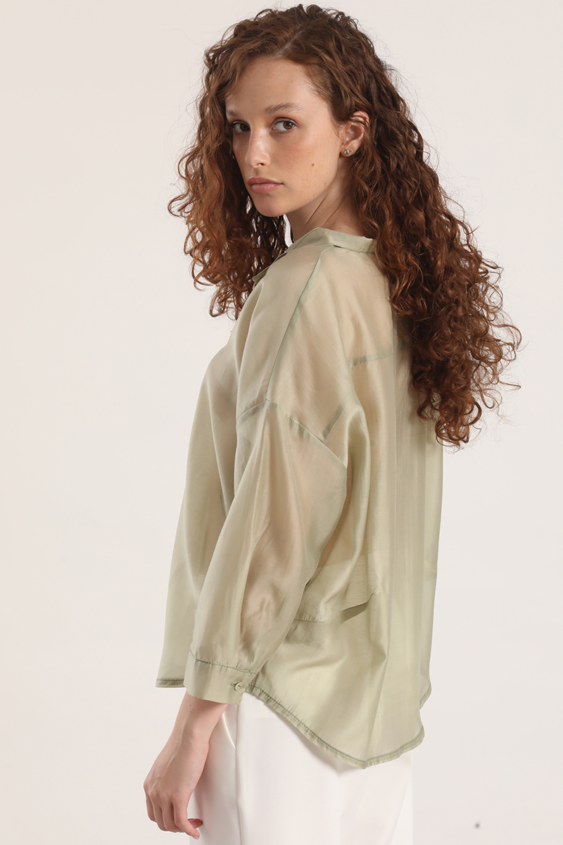 BLUSA SEMITRANSPARENTE LIOLA MUJER VERDE - 6