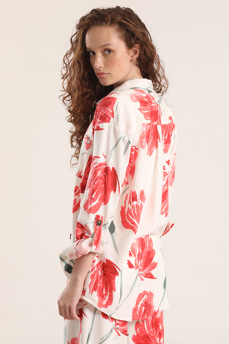 SOBRECAMISA LINO ESTAMPADO LIOLA MUJER ROJO - 6