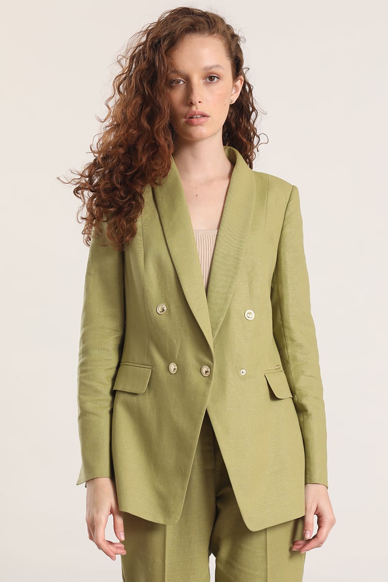 BLAZER SEMI CRUZADO LINO LIOLA MUJER BEIGE - 1