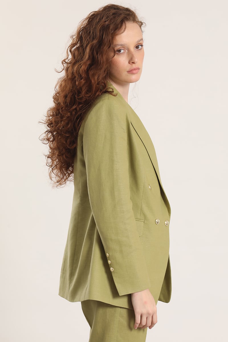 BLAZER SEMI CRUZADO LINO LIOLA MUJER BEIGE - 6