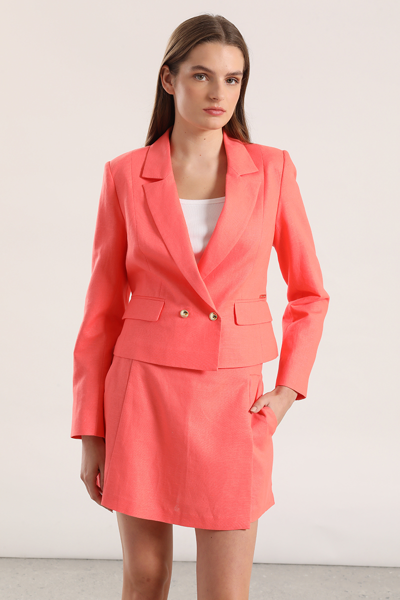 BLAZER CROPPED LINO LIOLA MUJER CORAL - 1