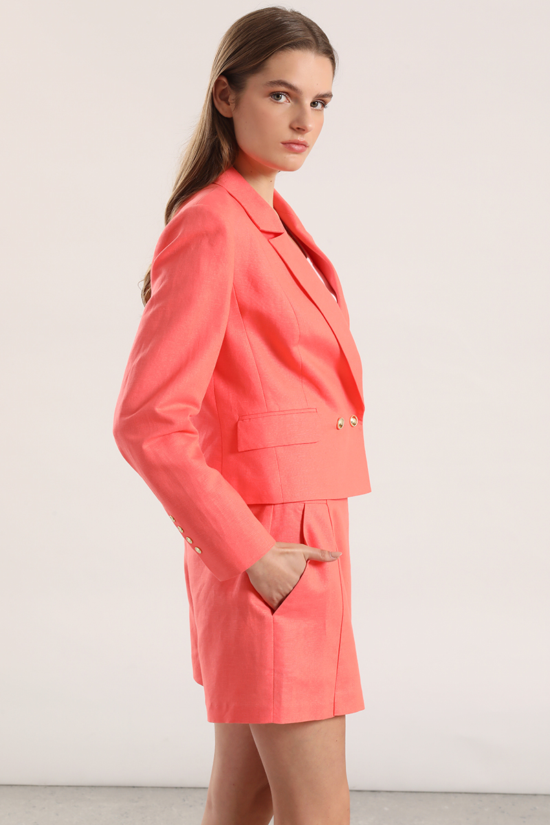 BLAZER CROPPED LINO LIOLA MUJER CORAL - 5