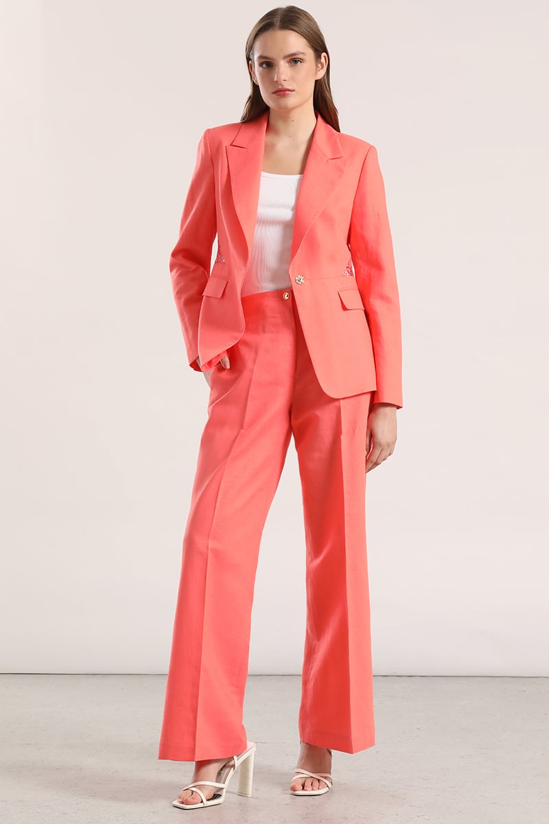 BLAZER CON ENCAJE LINO LIOLA MUJER CORAL - 1