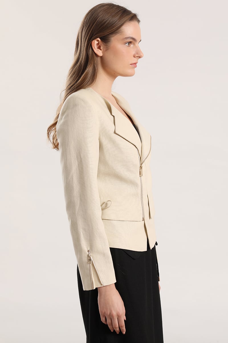 CHAQUETA BIKER LINO LIOLA MUJER BEIGE - 5