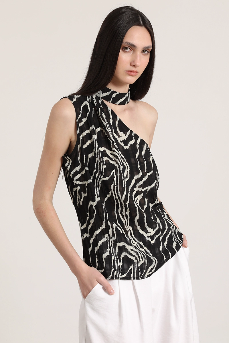 TOP ASIME TRICO ESTAMPADO MUJER LIOLA NEGRO - 3