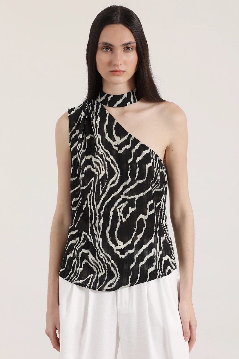 TOP ASIME TRICO ESTAMPADO MUJER LIOLA NEGRO - 4
