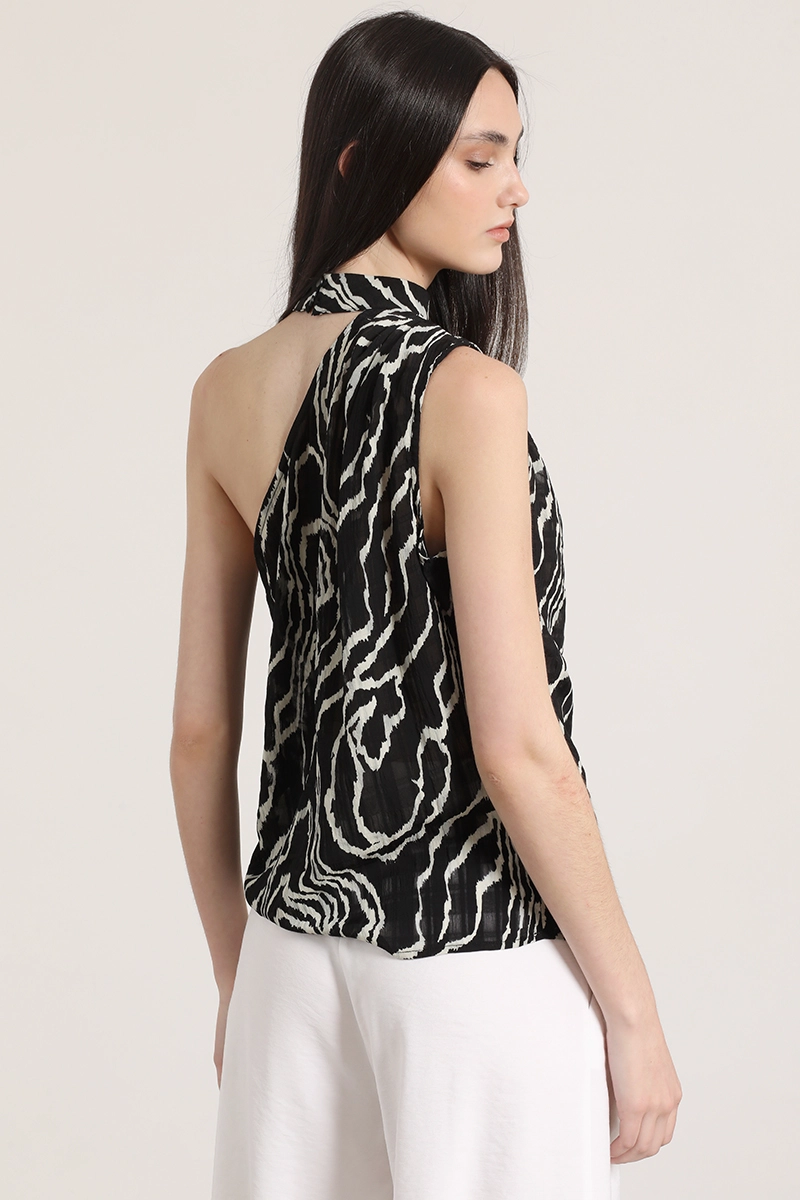 TOP ASIME TRICO ESTAMPADO MUJER LIOLA NEGRO - 6