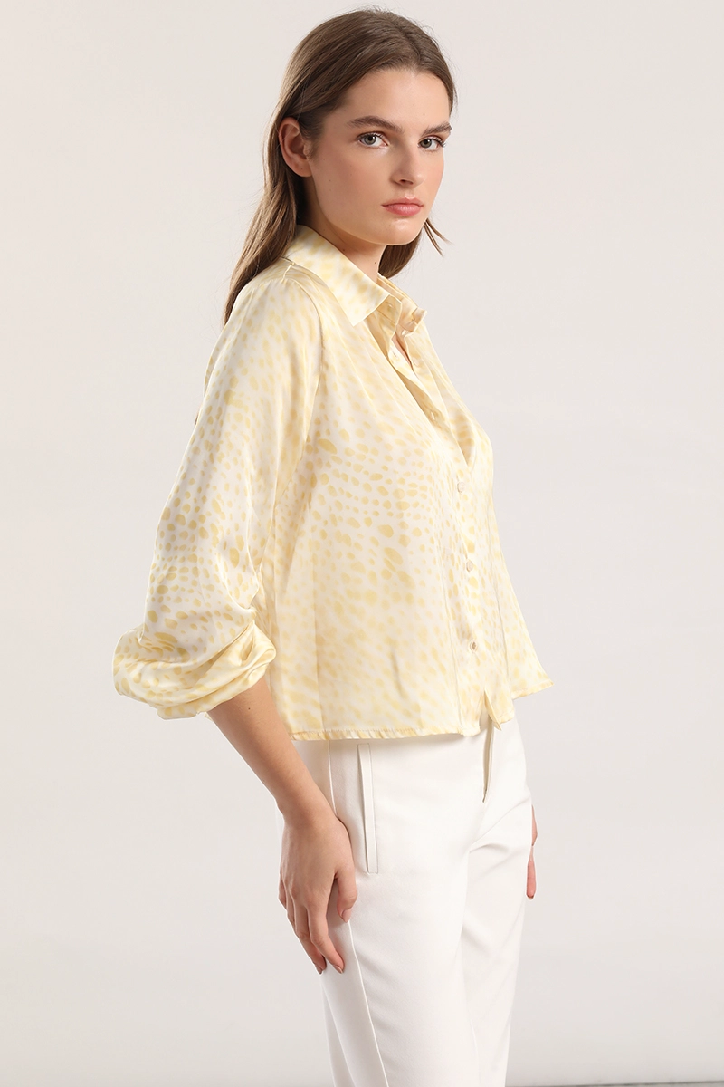BLUSA SATIN ESTAMPADO MANCHAS LIOLA MUJER AMARILLO - 1