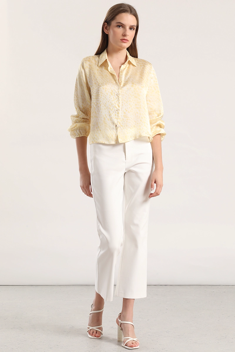 BLUSA SATIN ESTAMPADO MANCHAS LIOLA MUJER AMARILLO - 2