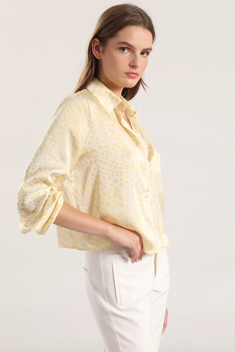 BLUSA SATIN ESTAMPADO MANCHAS LIOLA MUJER AMARILLO - 3