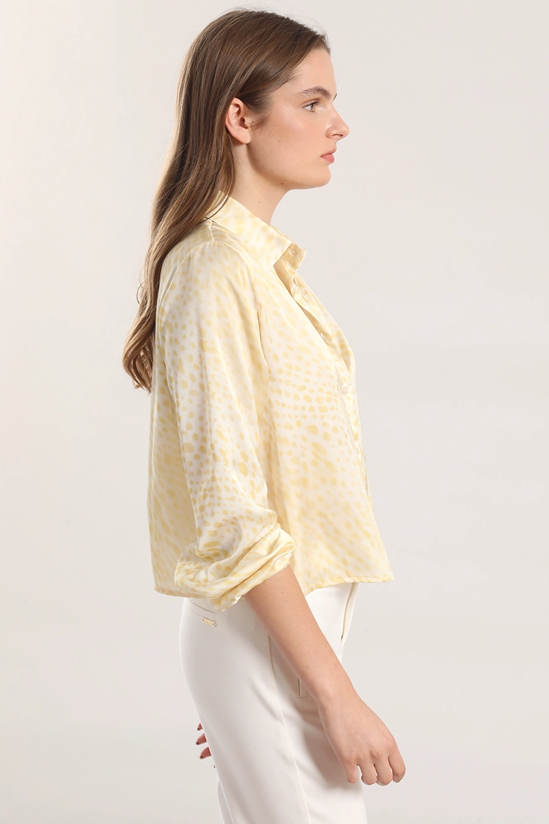 BLUSA SATIN ESTAMPADO MANCHAS LIOLA MUJER AMARILLO - 4