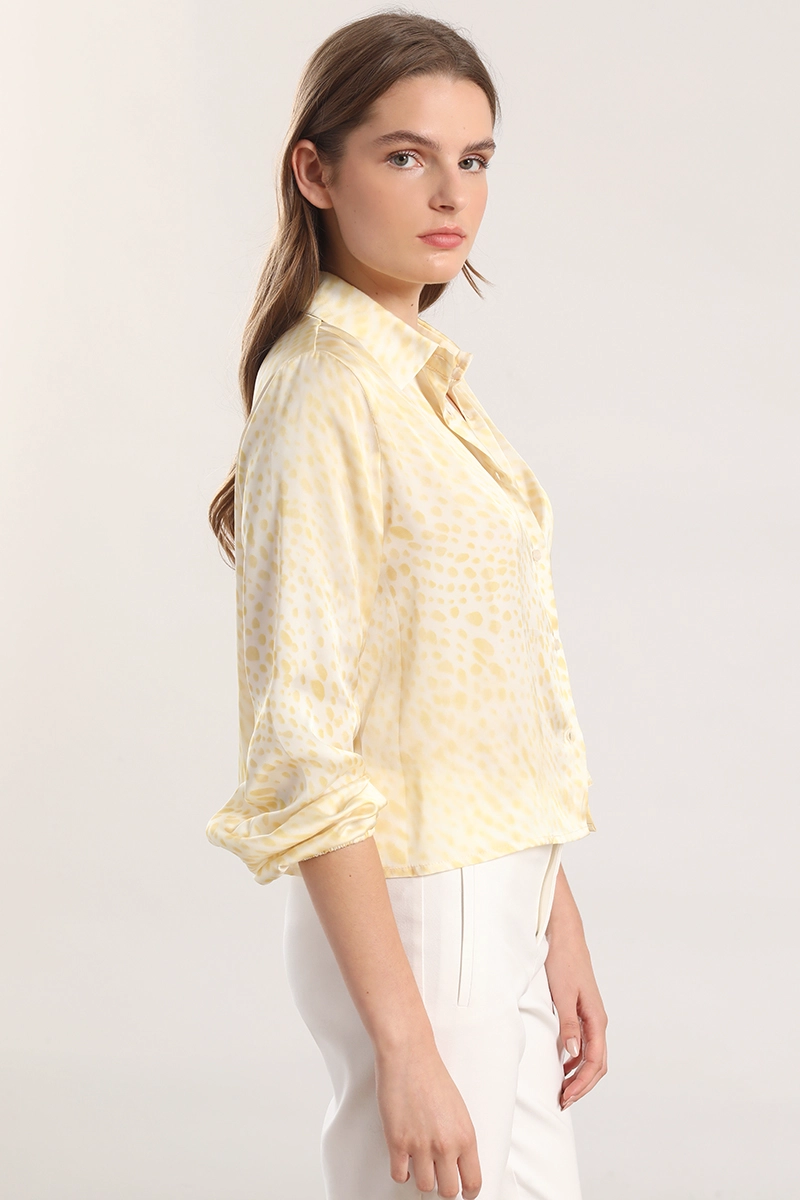 BLUSA SATIN ESTAMPADO MANCHAS LIOLA MUJER AMARILLO - 5