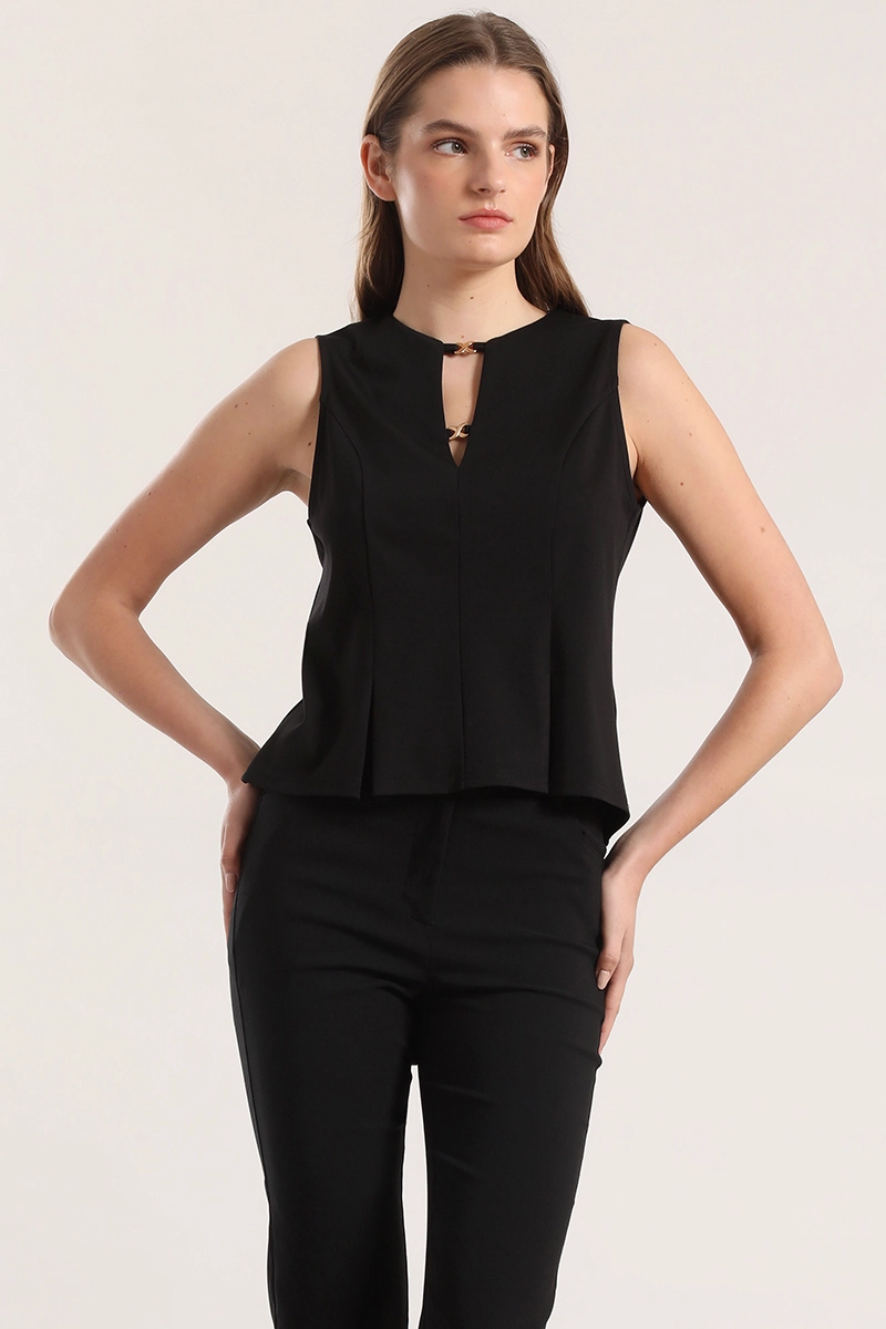 TOP APLICACION METALICA LIOLA MUJER NEGRO - 4