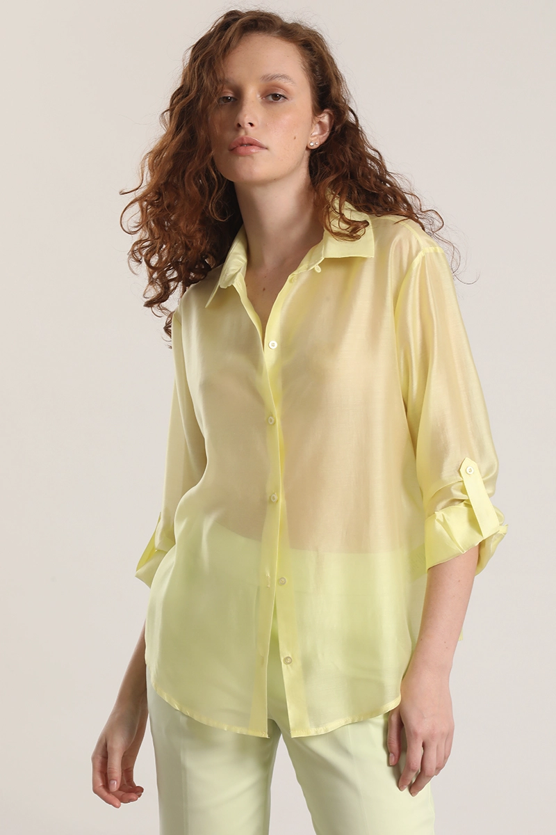 BLUSA SEMITRANSPARENTE ROLL UP LIOLA MUJER AMARILLO - 1