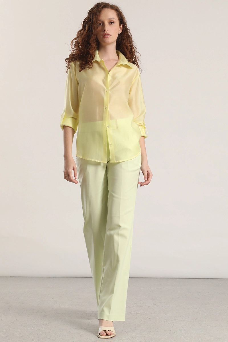 BLUSA SEMITRANSPARENTE ROLL UP LIOLA MUJER AMARILLO - 2