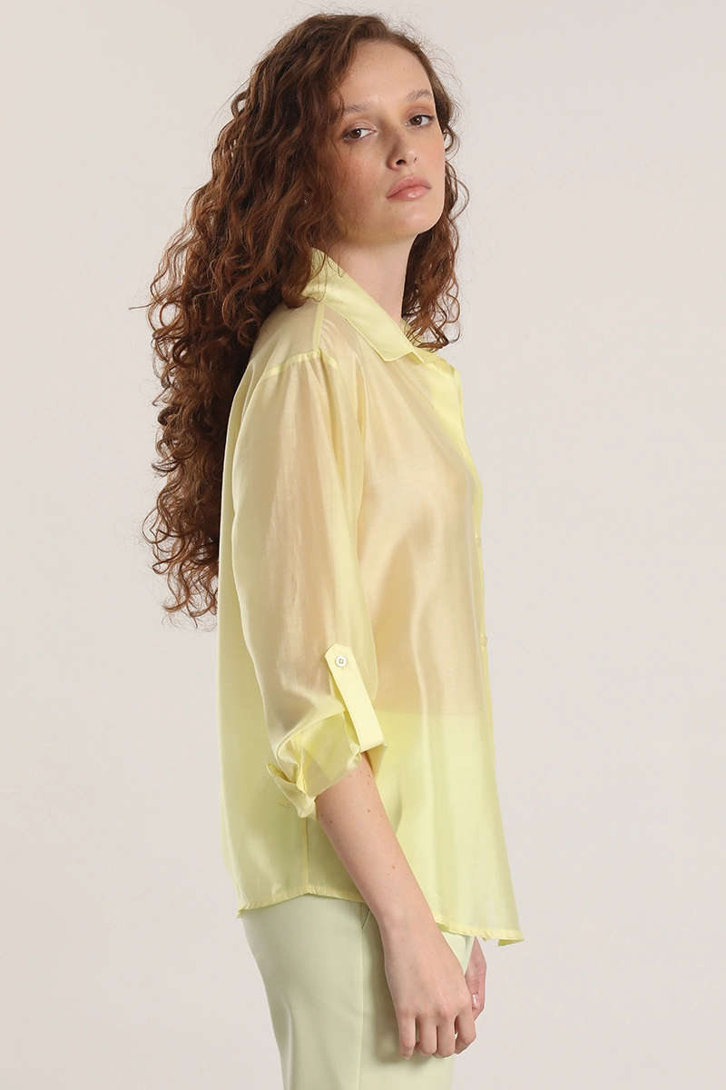 BLUSA SEMITRANSPARENTE ROLL UP LIOLA MUJER AMARILLO - 3