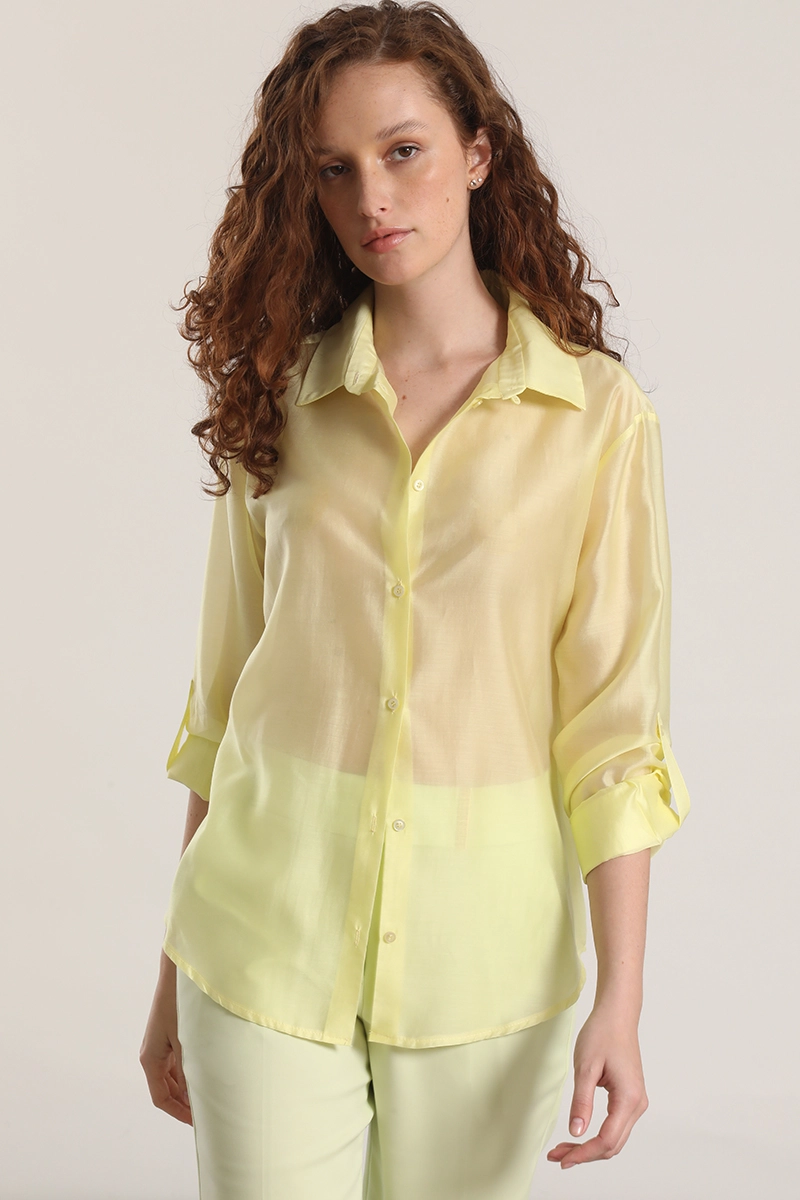 BLUSA SEMITRANSPARENTE ROLL UP LIOLA MUJER AMARILLO - 4