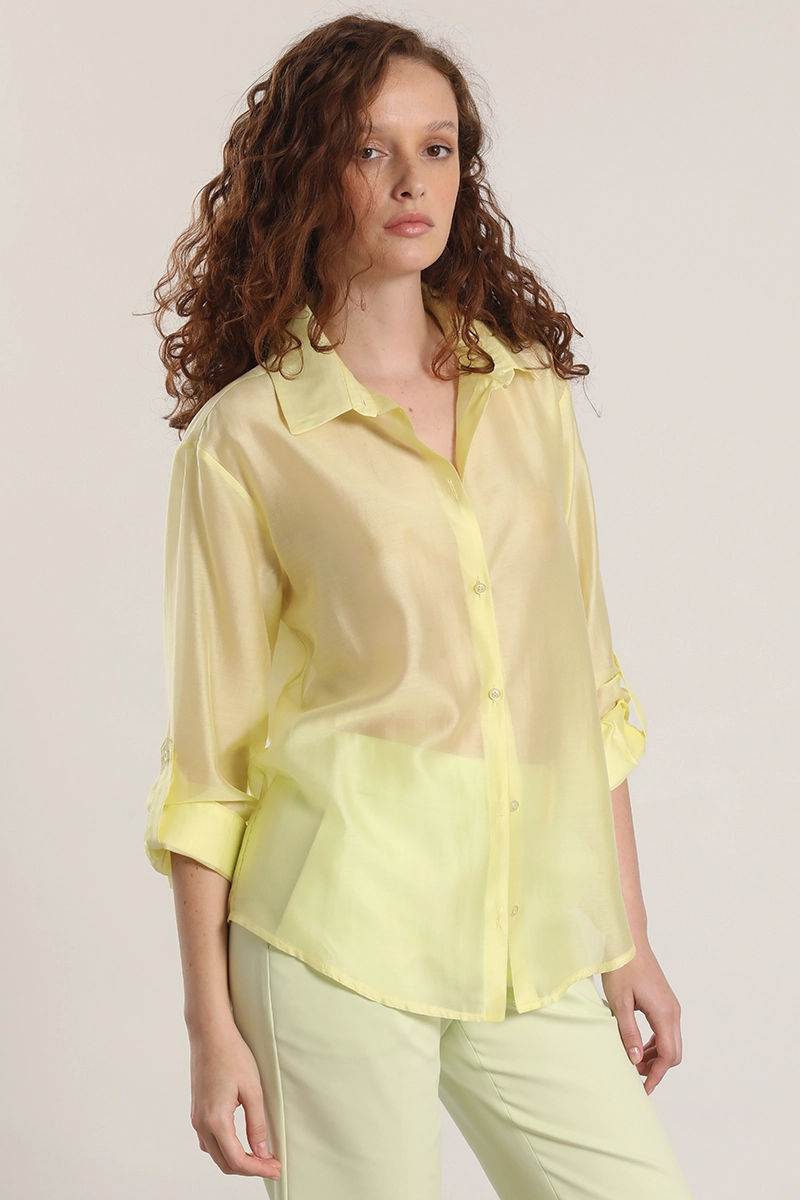 BLUSA SEMITRANSPARENTE ROLL UP LIOLA MUJER AMARILLO - 5