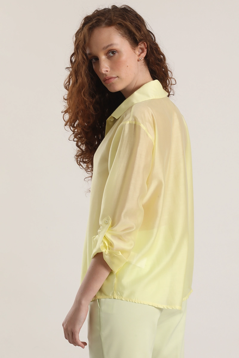BLUSA SEMITRANSPARENTE ROLL UP LIOLA MUJER AMARILLO - 6