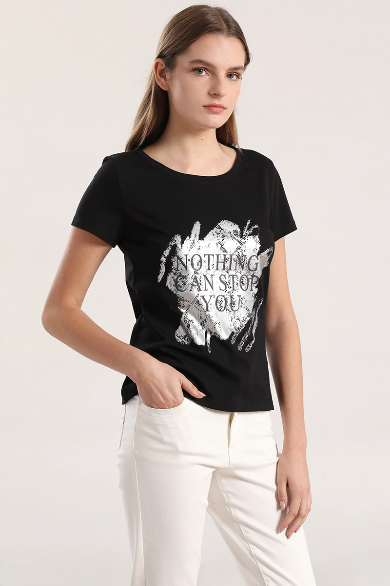 POLERA SPANDEX ESTAMPADO MUJER LIOLA NEGRO - 3