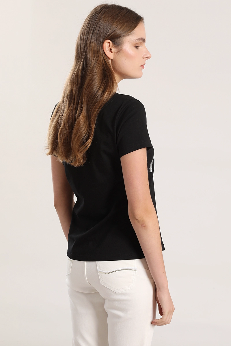 POLERA SPANDEX ESTAMPADO MUJER LIOLA NEGRO - 4