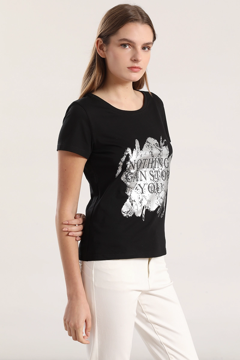 POLERA SPANDEX ESTAMPADO MUJER LIOLA NEGRO - 5