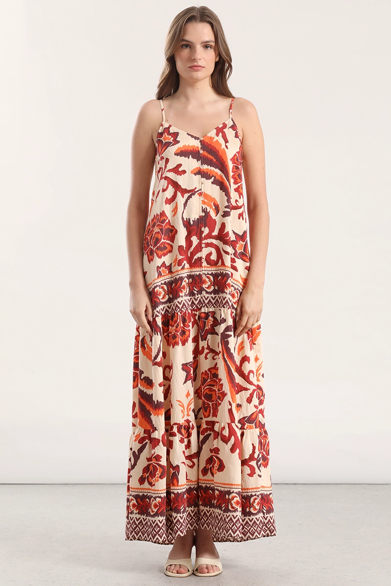 VESTIDO MAXI ESTAMPADO LIOLA MUJER NARANJO - 5