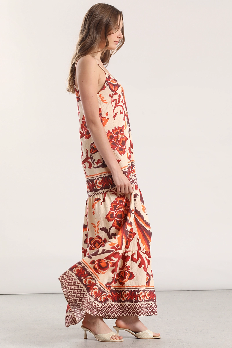 VESTIDO MAXI ESTAMPADO LIOLA MUJER NARANJO - 6