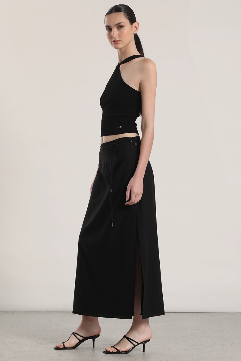 FALDA MIDI LINO MUJER LIOLA NEGRO - 3