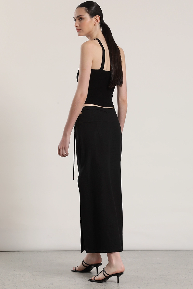 FALDA MIDI LINO MUJER LIOLA NEGRO - 6