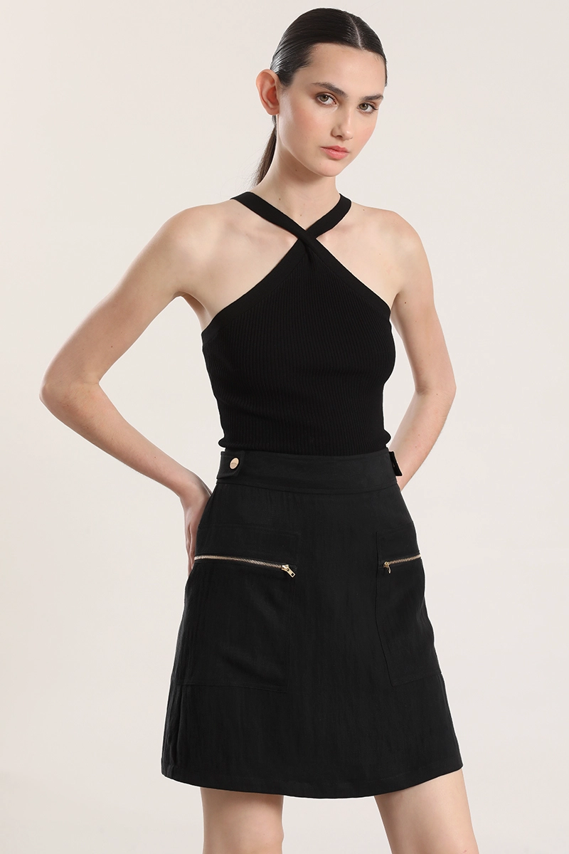 FALDA MINI CARGO MUJER LIOLA NEGRO - 1