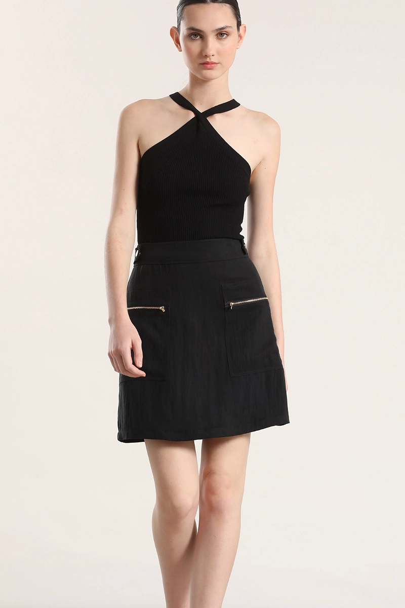 FALDA MINI CARGO MUJER LIOLA NEGRO - 2