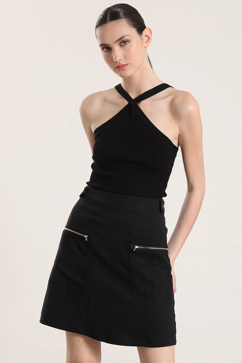 FALDA MINI CARGO MUJER LIOLA NEGRO - 4