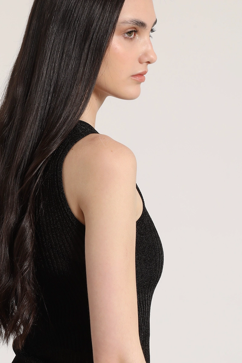 POLERA PUNTO HILO METALIZADO MUJER LIOLA NEGRO - 3