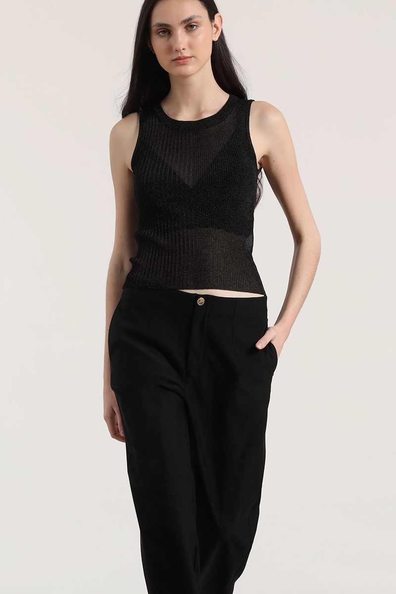 POLERA PUNTO HILO METALIZADO MUJER LIOLA NEGRO - 4