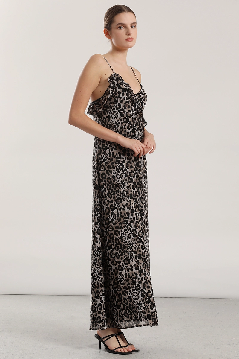 VESTIDO MAXI GASA MUJER LIOLA NEGRO - 1