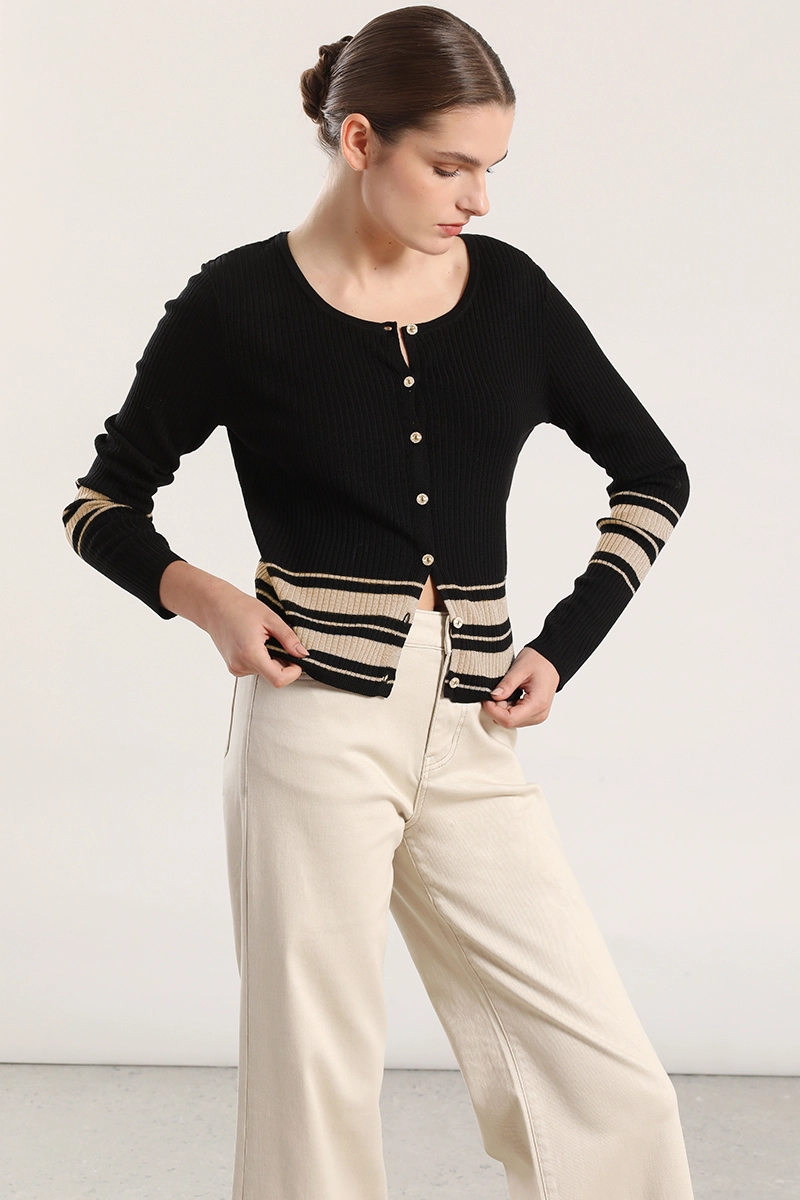 CARDIGAN TEJIDO PUNTO, METALIZADO MUJER LIOLA NEGRO - 1