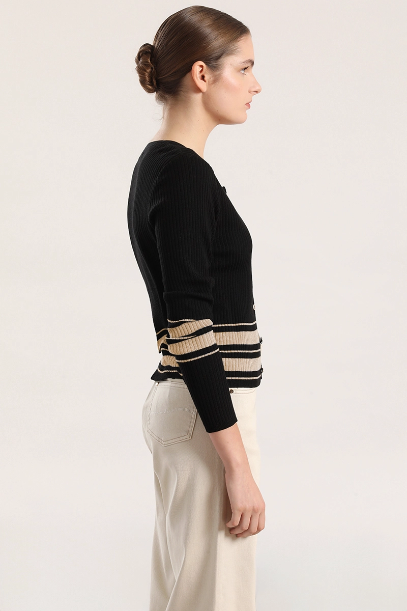 CARDIGAN TEJIDO PUNTO, METALIZADO MUJER LIOLA NEGRO - 3
