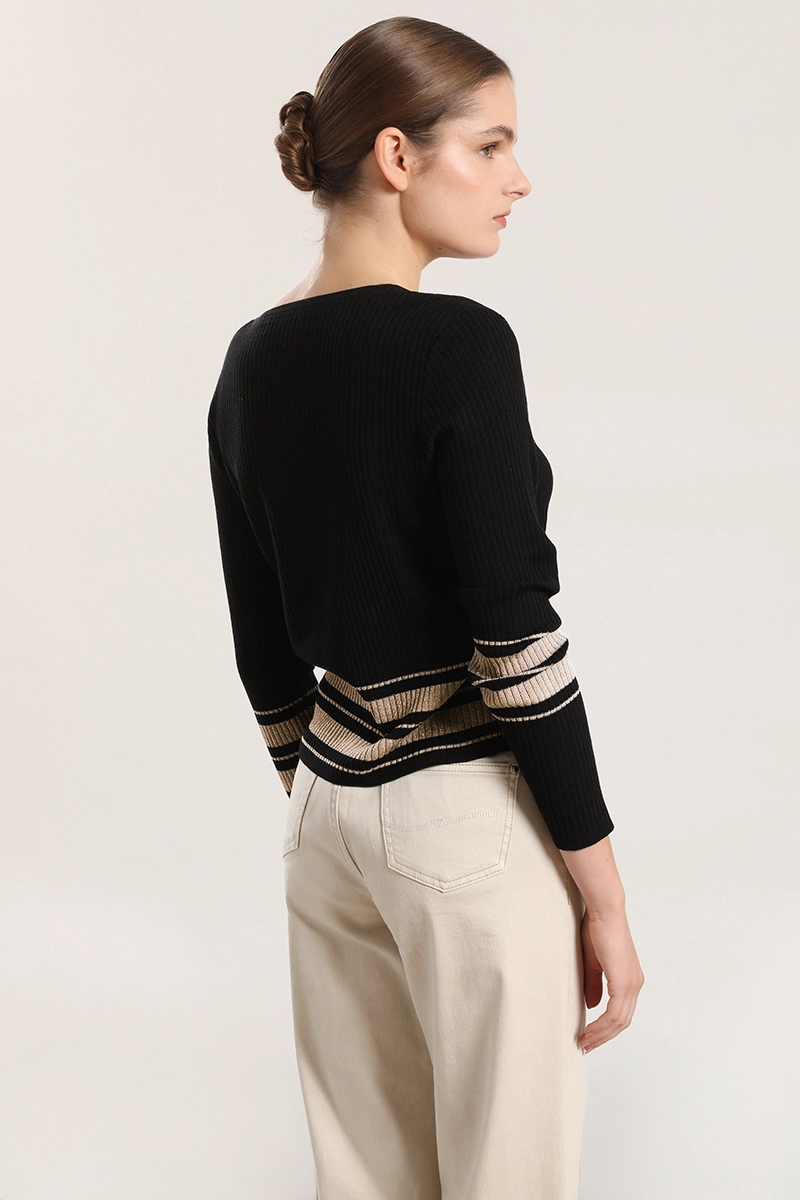 CARDIGAN TEJIDO PUNTO, METALIZADO MUJER LIOLA NEGRO - 4