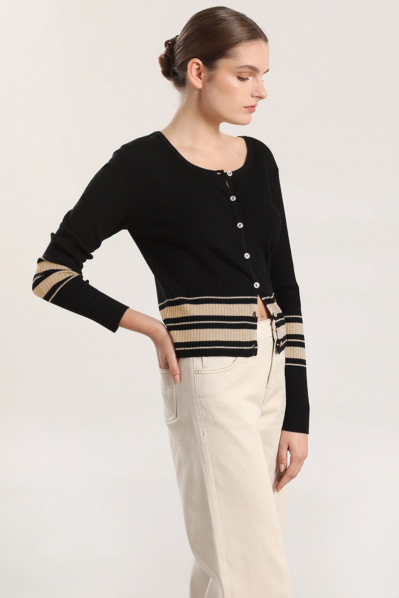 CARDIGAN TEJIDO PUNTO, METALIZADO MUJER LIOLA NEGRO - 5
