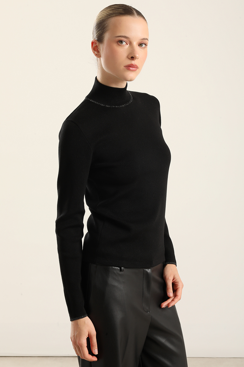JERSEY PUNTO, RIVETE METALIZADO, NEGRO LIOLA - 1