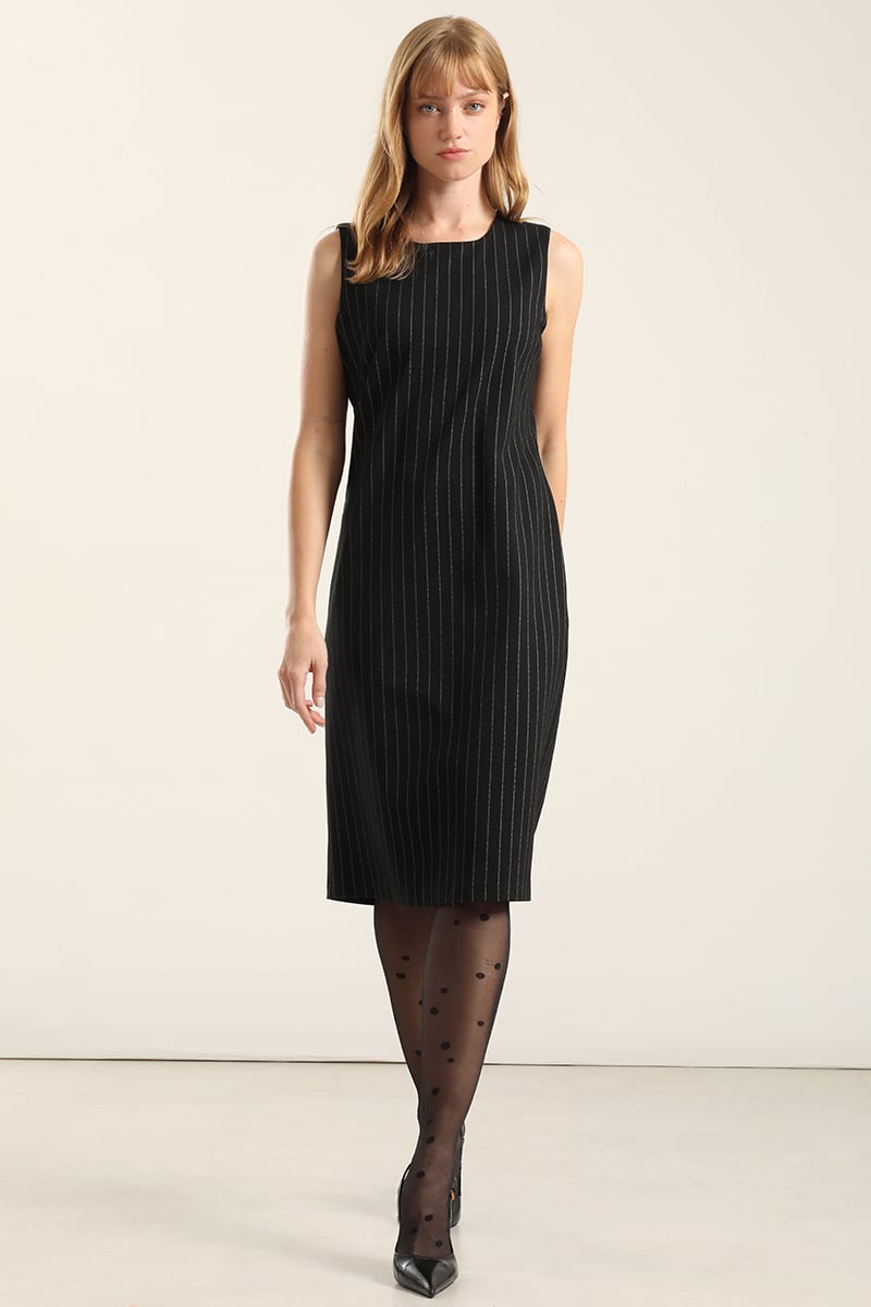 VESTIDO RODILLA, RAYAS, NEGRO LIOLA - 2