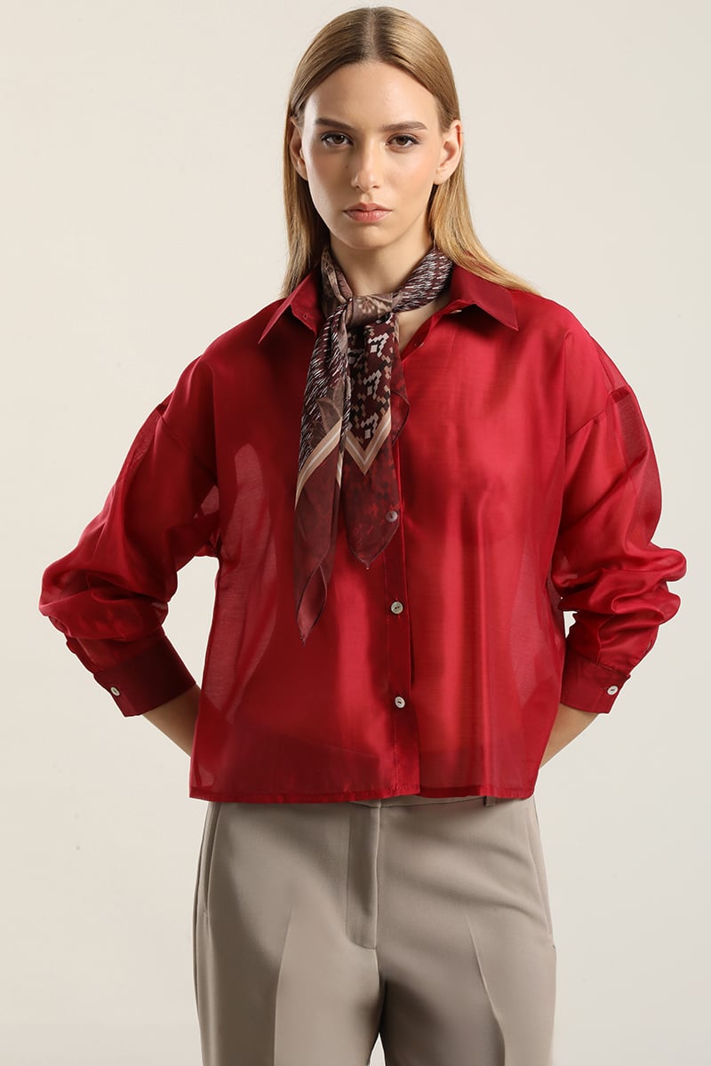BLUSA SEMI TRANSPARENTE, ROJO LIOLA - 1