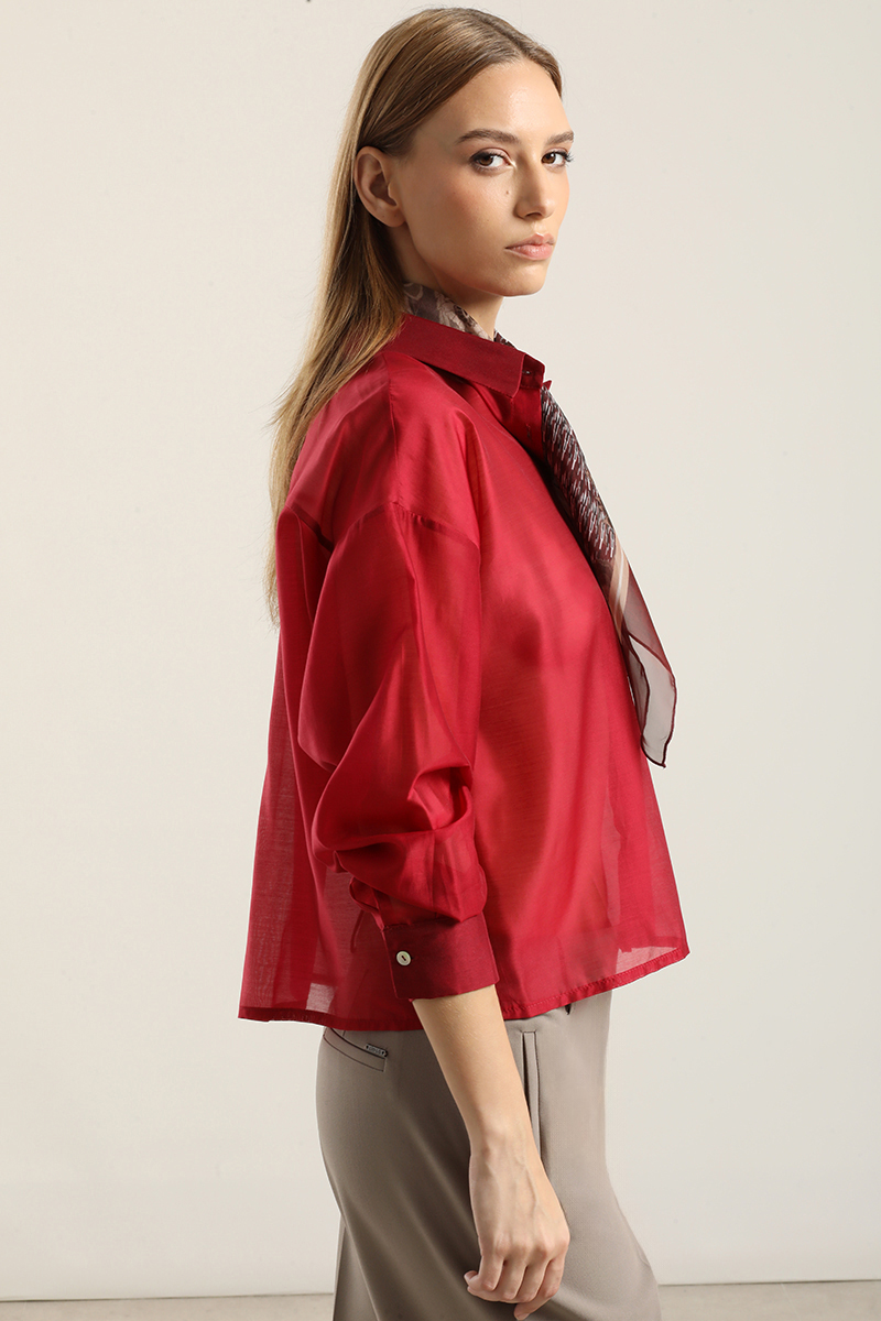 BLUSA SEMI TRANSPARENTE, ROJO LIOLA - 3