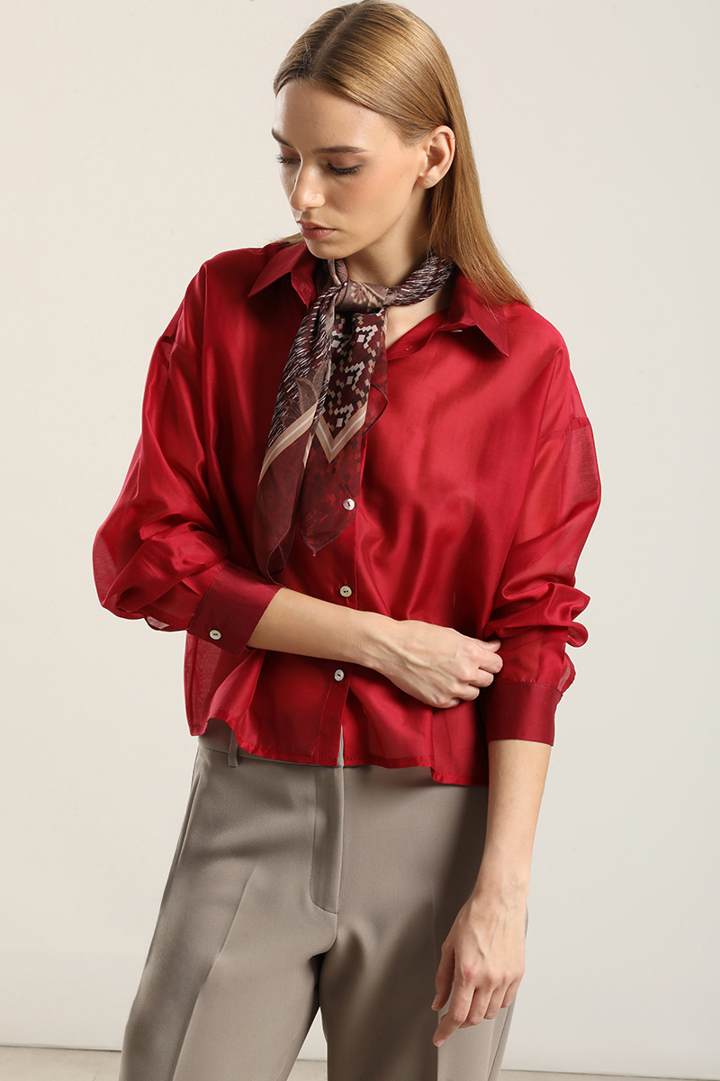 BLUSA SEMI TRANSPARENTE, ROJO LIOLA - 4