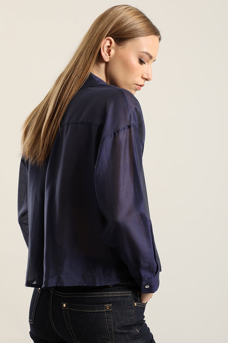 BLUSA SEMI TRANSPARENTE, AZUL LIOLA - 5