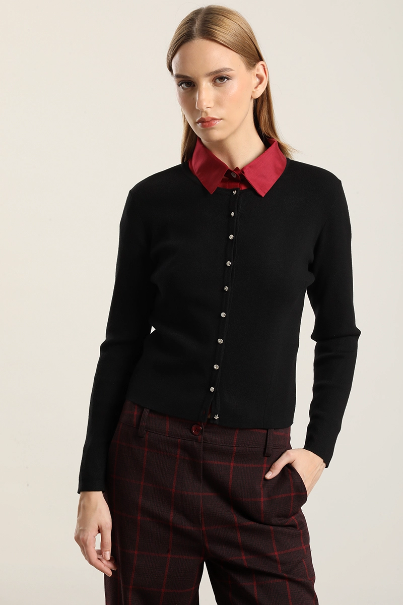 CARDIGAN BASICO PUNTO, NEGRO LIOLA - 2