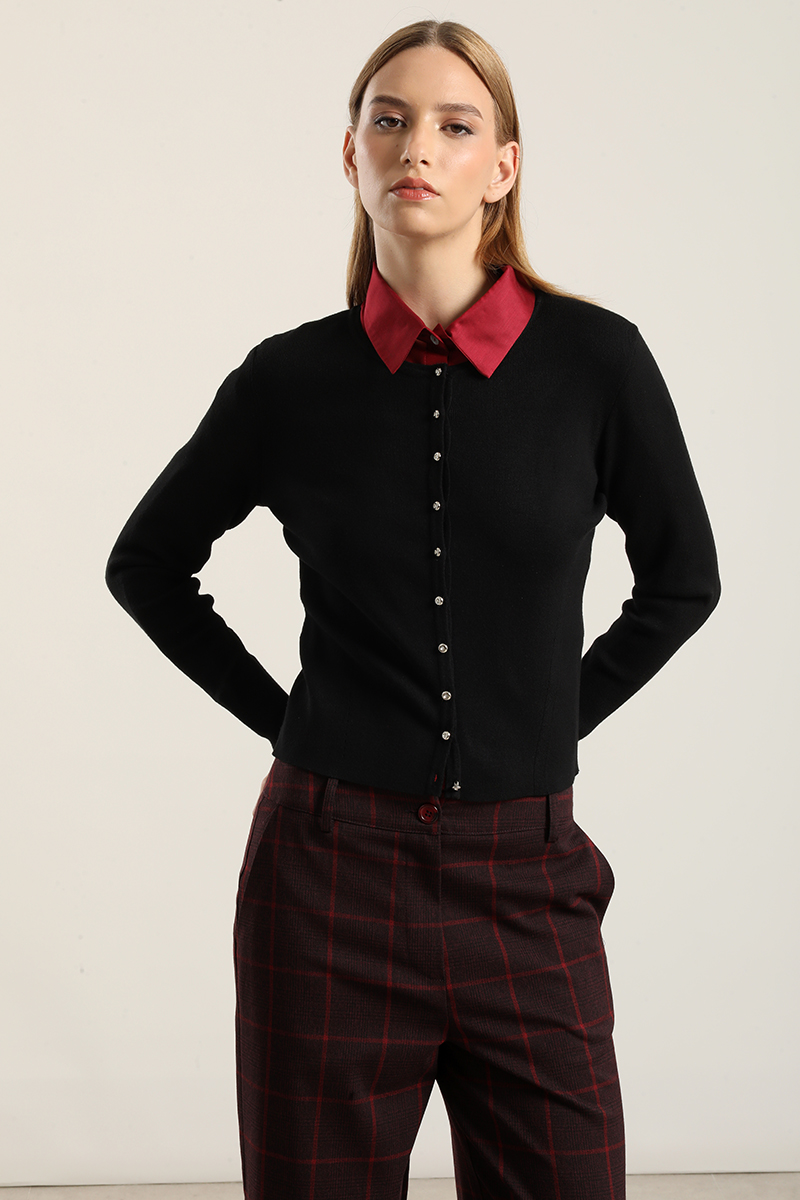 CARDIGAN BASICO PUNTO, NEGRO LIOLA - 3
